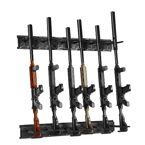 VEVOR Wandpistool Rack Display Stand voor 6 Geweren, Zwart Metalen Wandmontage met Zachte Padding