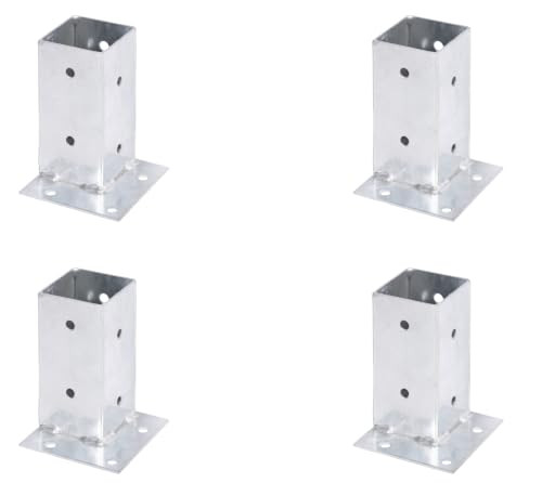 Alberts Set van 4 thermisch verzinkte schroefhulzen voor vlakke bevestiging aan hoeken, 71 x 71 mm