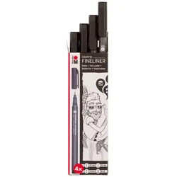 Graphix Fineliner, schwarz, 4 Stifte