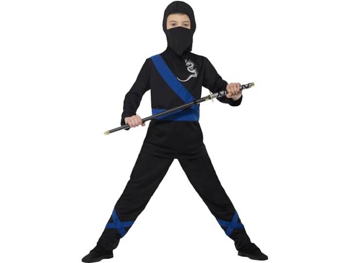 Smiffys Ninja Assassin Costume, Black & Blue