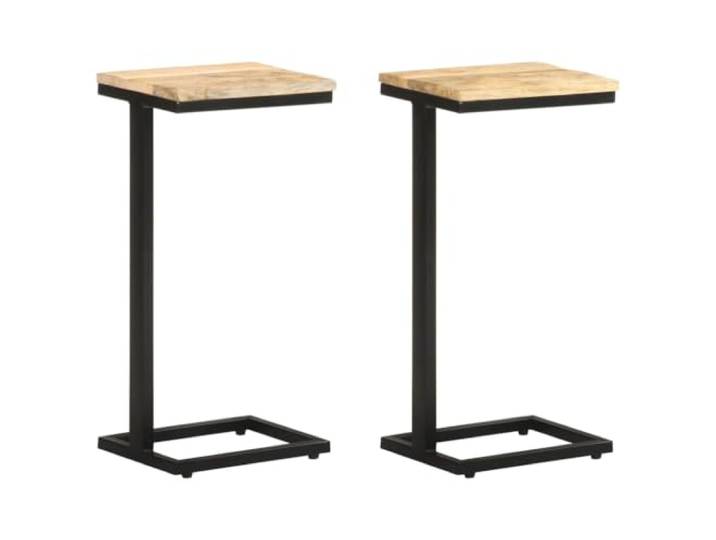 GPWERSDF Beistelltische 2 STK. 31,5x24,5x64,5 cm Raues Mangoholz Pulverbeschichtetes Eisengestell, Robust, Einzigartige Holzmaserung, Für Wohnzimmer