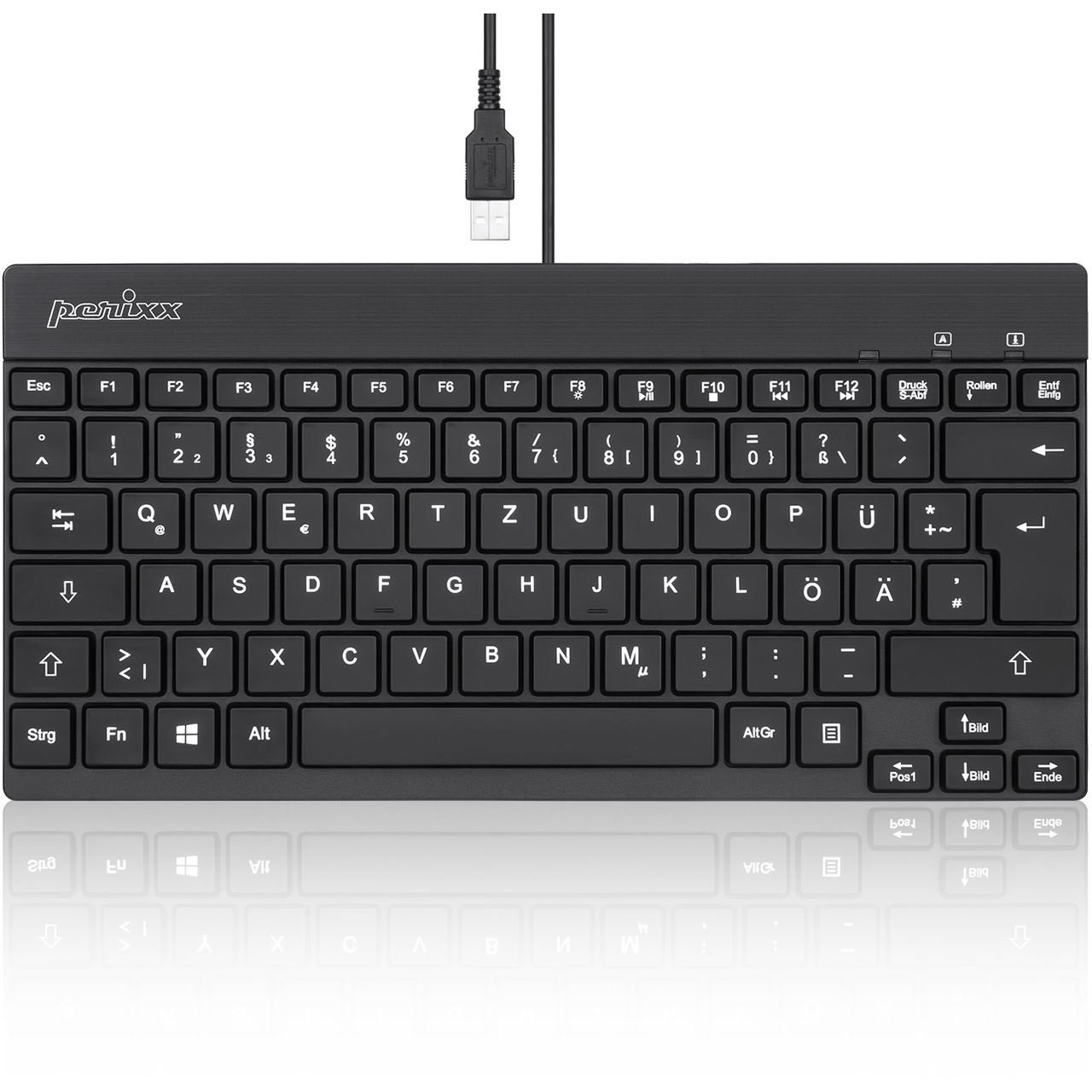 Perixx Periboard-326 Mini USB Deutsch schwarz (kabelgebunden)