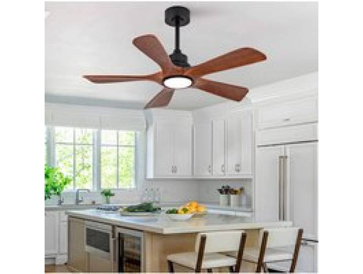 Ventilateur De Plafond 42 Pouces LED Noir Noyer Ventilateur Plafonnier FloraGrace Pour Salon Télécommande 107x107x34.3cm