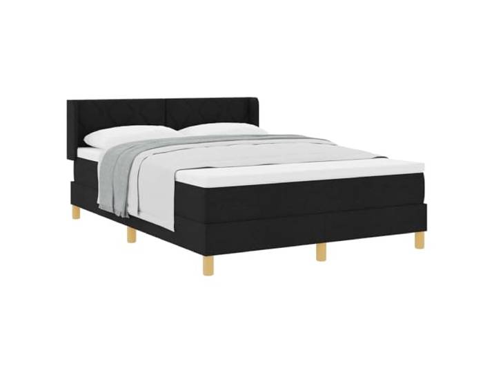 WDGJJFECNMUEHI Polyester Modernes Design 200 x 160 cm Schwarz Boxspringbett mit Matratze Schwarz 200x160 cm Polyester King Size mit verstellbarem Kopfteil Lattenrost, modernes Design für