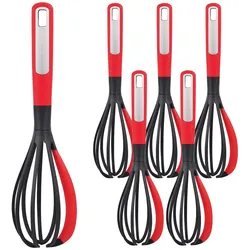 BERGNER - Set aus 6 Schneebesen 30,6 cm aus Nylon, schwarz/rot - Mars