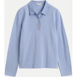 Langärmliges Piqué-Poloshirt Blau L