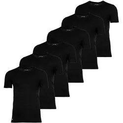 LACOSTE Herren T-Shirts, 6er Pack - Essentials, Rundhals, Slim Fit, Baumwolle, einfarbig Schwarz / M