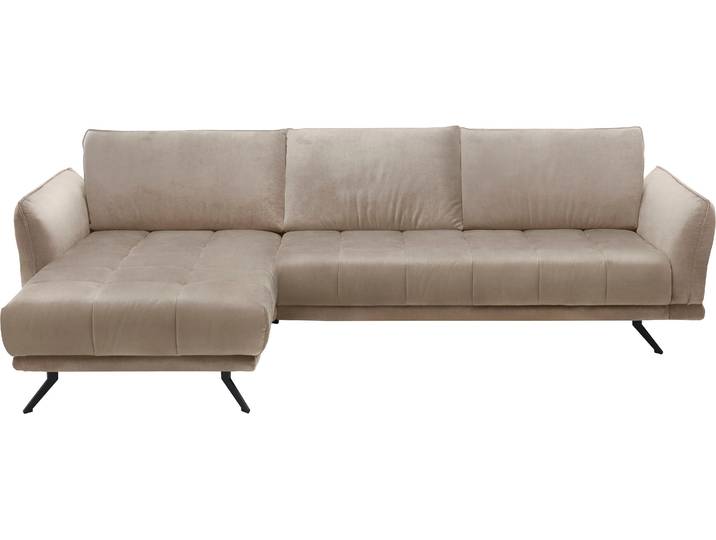 Ecksofa, Velours, Grau (Smoke) 285×178 cm, Ottomane Links, Modern, DIE PLANBAR