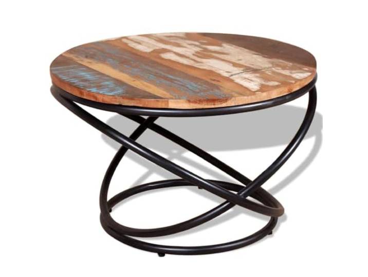HEFZGDB Couchtisch Altholz Massiv 60x60x40 cm Antik Vintage Holz Beistelltisch Wohnzimmertisch Handgefertigt Stabil Metallrahmen Einzigartig Dekoration