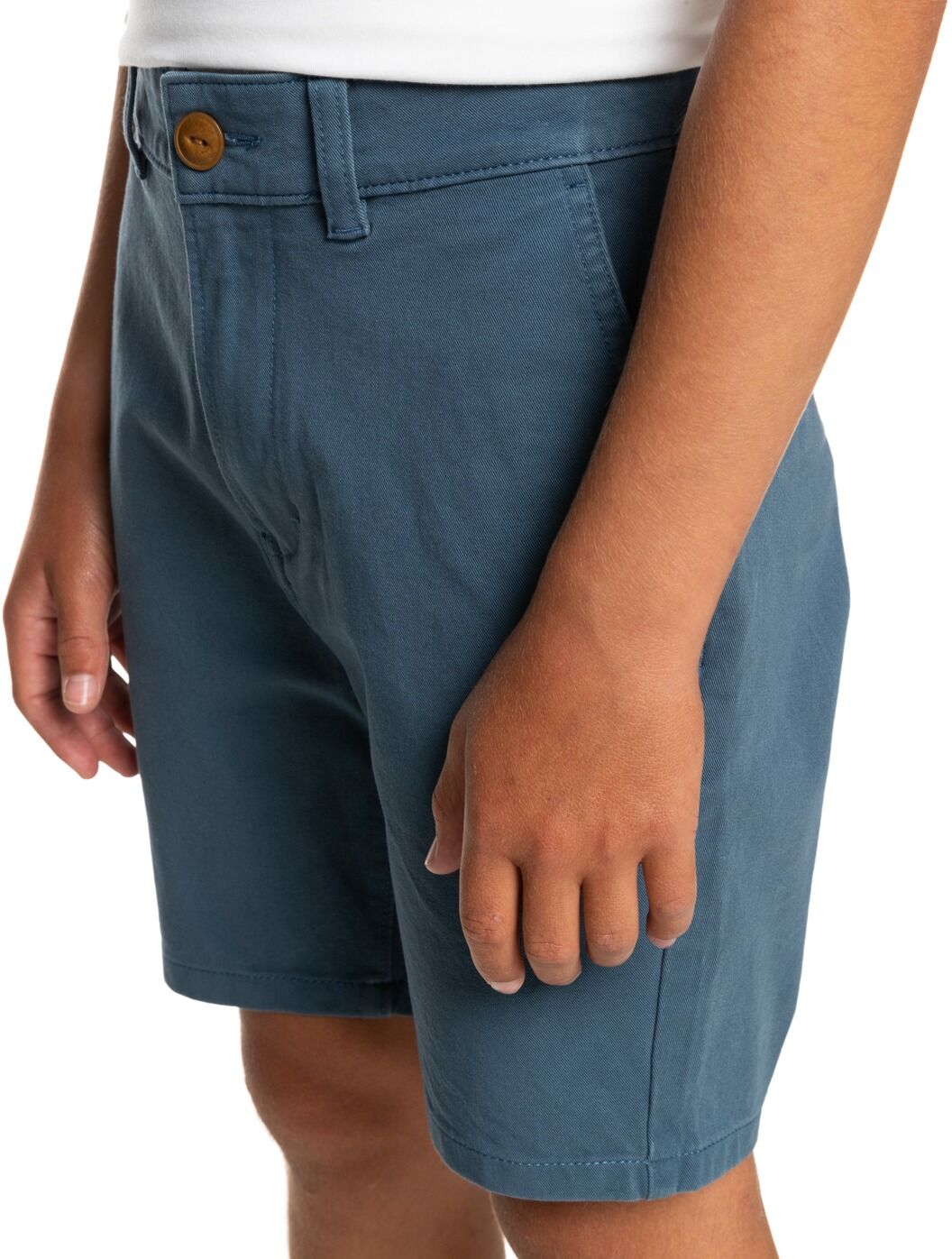 Chinoshorts QUIKSILVER "Krandy", Jungen, Gr. 14, Normalgrössen, blau (bering sea), Obermaterial: 98% Baumwolle, 2% Elasthan., Hosen Chinoshorts bering sea 14, Normalgrössen
