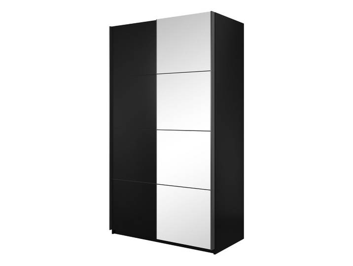 SCHWEBETÜRENSCHRANK BETTINA 120/210/61 cm 2-türig mit Spiegel Schwarz