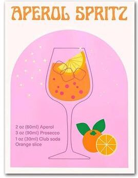Inspired Finds Retro Strawberry Lemon Cocktail Canvas Wall Art Print For Kitchen & Bar Decor 5.12x7.09in No Frame retro Cocktail Print