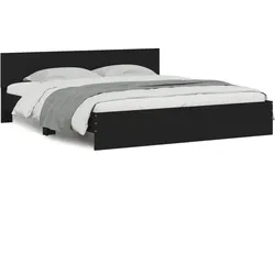 vidaXL Bettgestell mit Kopfteil Schwarz 180x200 cm