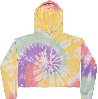 Tie-Dye CD8333 Women's Crop Hoodie in Zen Rainbow size Large   Cotton/Polyester Blend 8333