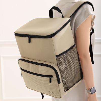 Thermal Food Delivery Backpack Large Capacity Insulated Delivery Backpack Cooler Bag brown