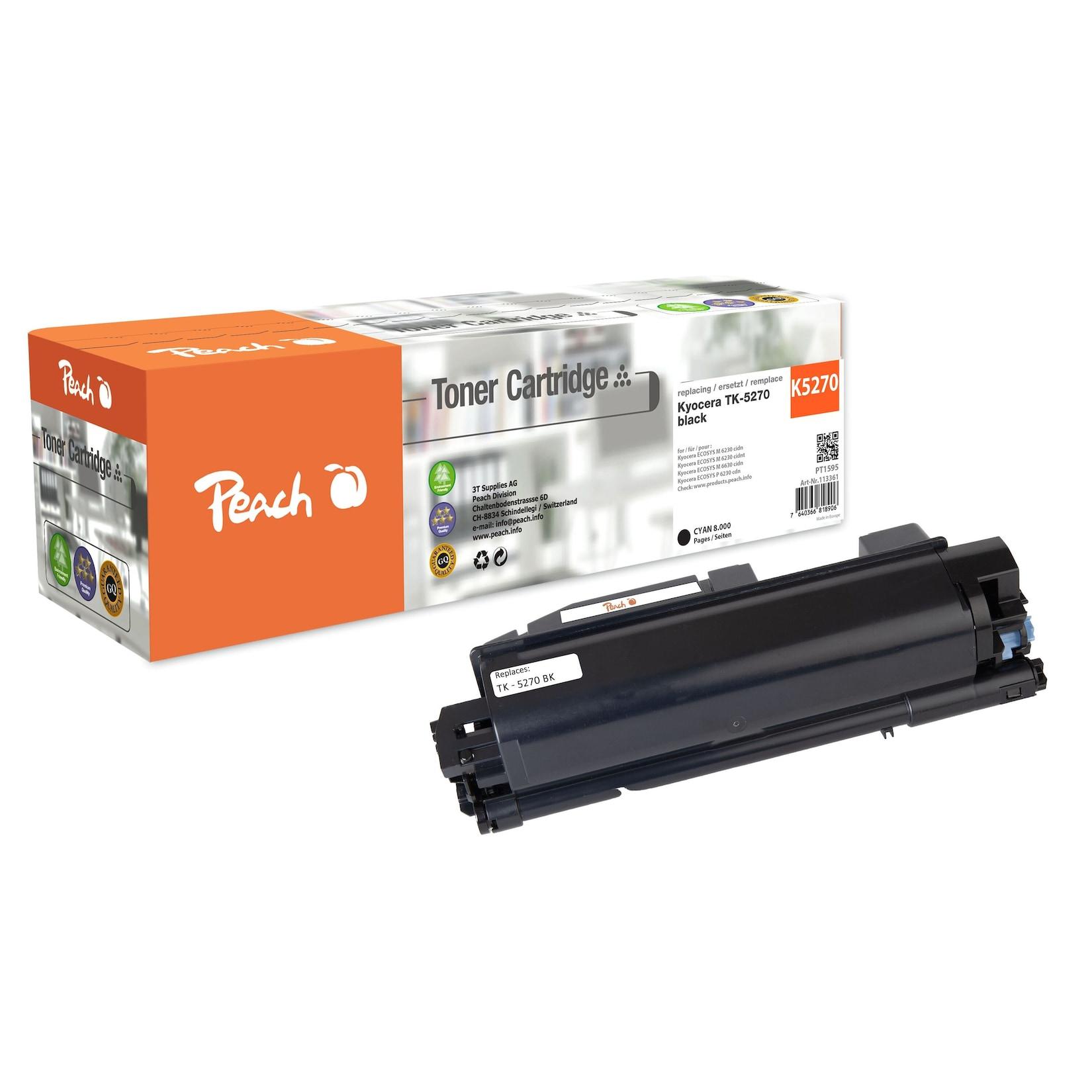 Peach K5270 K Toner bk ersetzt Kyocera TK-5270K für z.B. Kyocera ECOSYS M 6230 cidn, Kyocera ECOSYS M 6230 cidnt, Kyocera ECOSYS M 6630 cidn (wiederaufbereitet)