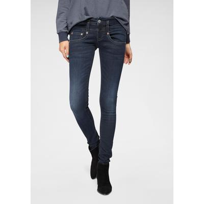 Slim-fit-Jeans HERRLICHER "Pitch Slim Denim", Damen, Gr. 32, Länge 30, blau (dull), Denim/Jeans, Obermaterial: 78% Baumwolle, 19% Polyester, 3% Elasthan, slim fit lang, Jeans Slim-fit-Jeans, aus Stretch-Denim