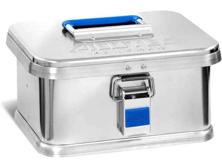 ALUTEC COMFORT 6 boîte en aluminium (capacité 6 l\, dimensions intérieures 250 x 180 x 125 mm\, étanche à la poussière et aux éclaboussures\, boîte à outils\, boîte de rangement\, poids 1\,44 kg) 12006