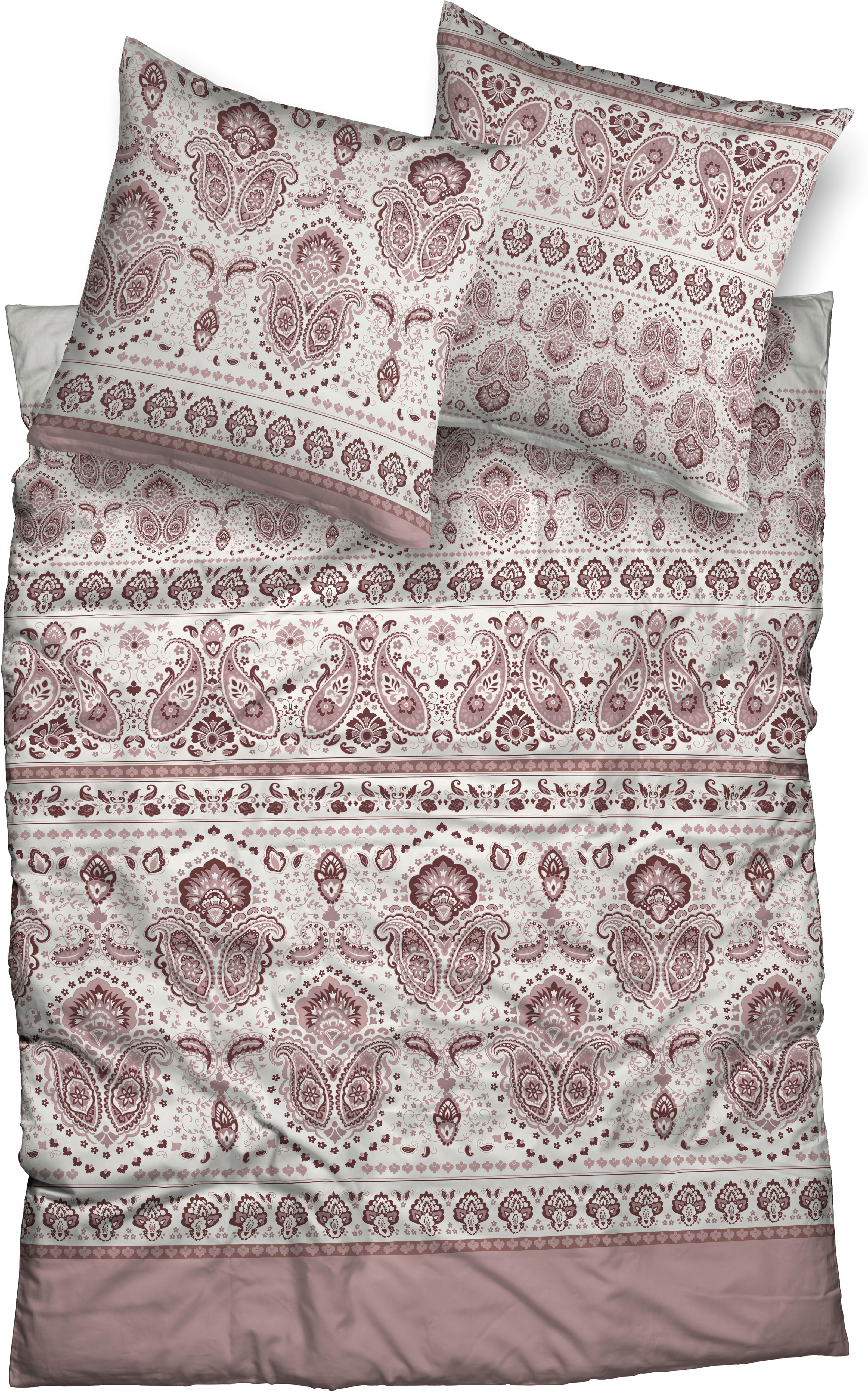 Bettwäsche CASATEX "Meriane", rosa (ashrose), B/L: 155cm x 220cm, 1 Stk., 1 Stk., Satin, B/L: 80cm x 80cm, 2 Stk., Satin, Obermaterial: 100% Baumwolle, Bettwäsche, Bettwäsche, exquisite, edle und detailreiche Bettwäsche ashrose B/L: 155cm x 220cm, 1 Stk.,