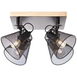 BRILLIANT Lampe, Whole Spotplatte 4flg schwarz/holzfarbend, Metall/Holz, 4x D45, E14, 40W,Tropfenlampen (nicht enthalten)