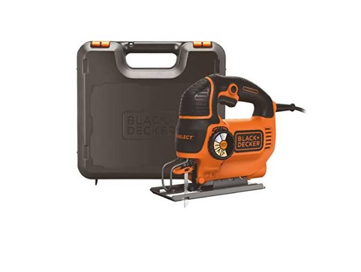 Black decker 550 w scie sauteuse pendulaire autoSelect\, max. de 80 mm profondeur de coupe avec lame de scie à bois et étui