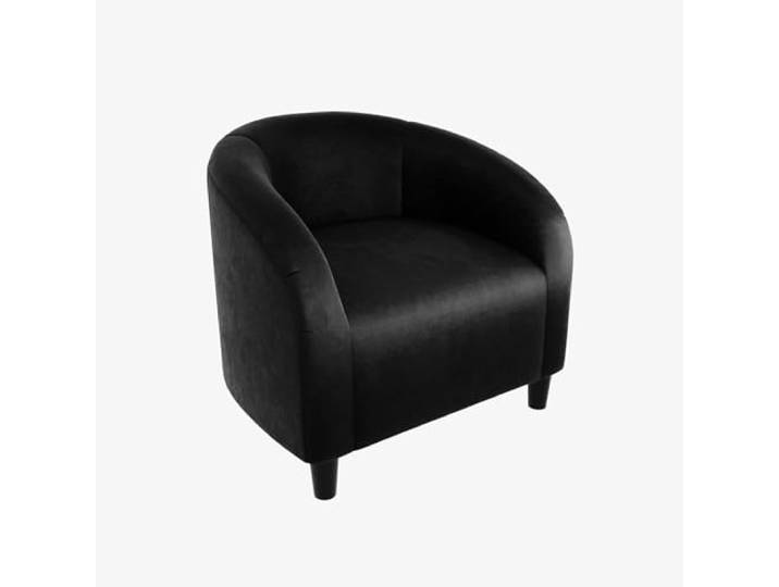 IDEALHOUSE Moderner Barrel-Akzentstuhl - Samt/Flanell, U-förmige Rückenlehne & Armlehnen - gepolsterter Sitz, stabile Beine - Lounge-/Clubsessel, Farbe: Schwarz