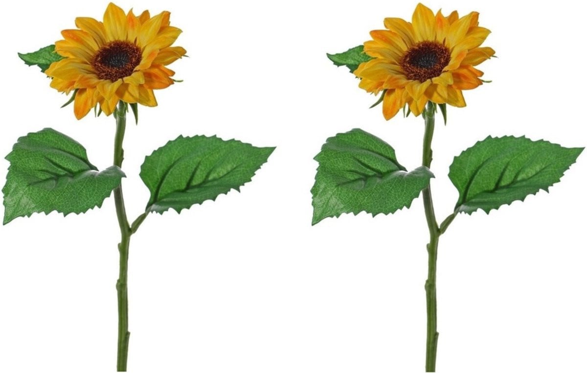 Set van 12 gele kunstbloem zonnebloem takken van 35 cm voor decoratie