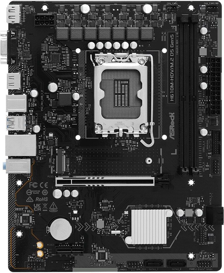 ASRock H610M-HDV/M.2 D5 Gen5 Intel H610 LGA 1700 Micro ATX Motherboard