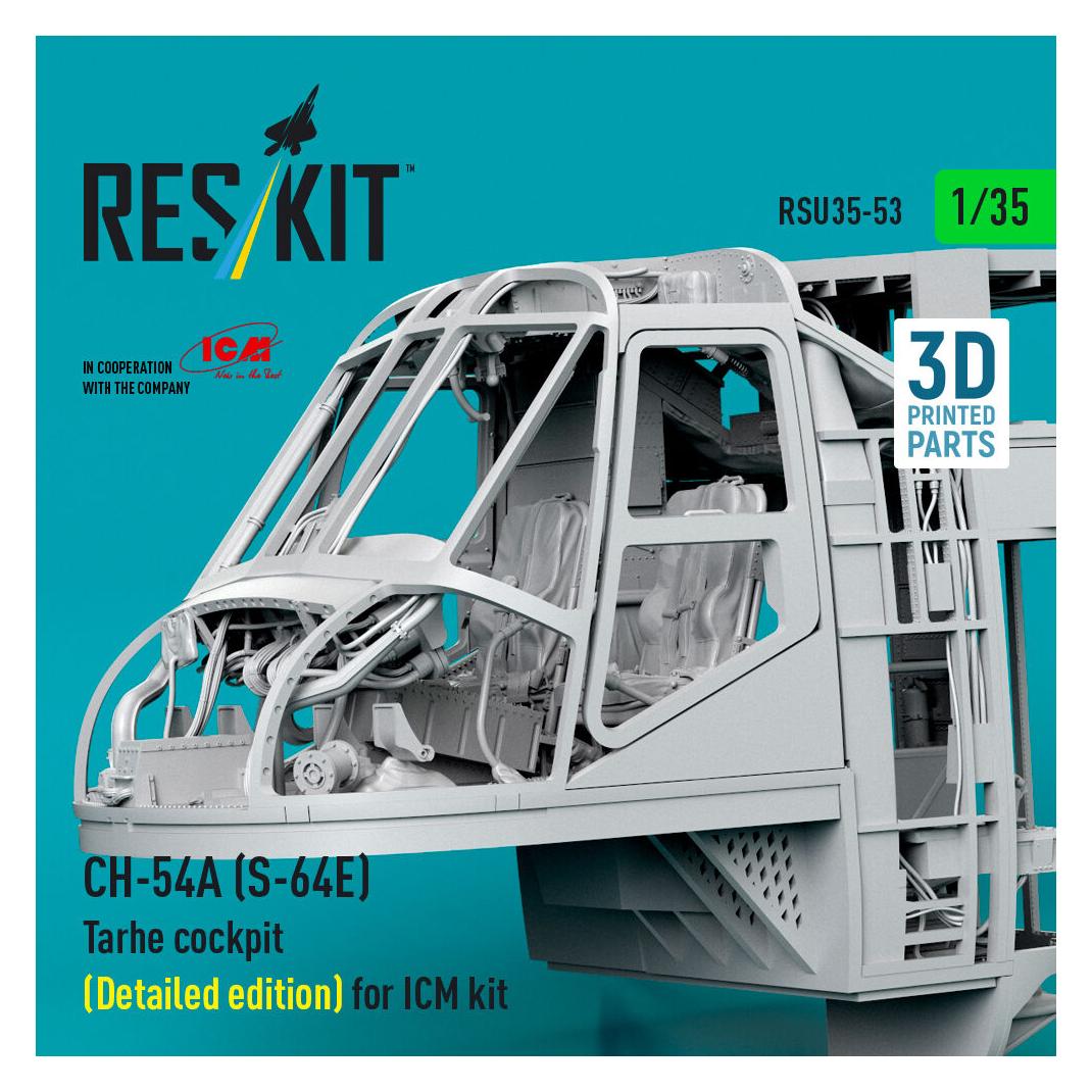 ResKit CH-54A (S-64E) Tarhe cockpit (Detailed edition) for ICM kit (3D Printed) (RSU35-0053)