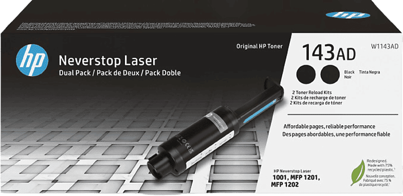 Tóner - HP NeverStop Combo 2 pack 143AD, Negro, W1143AD