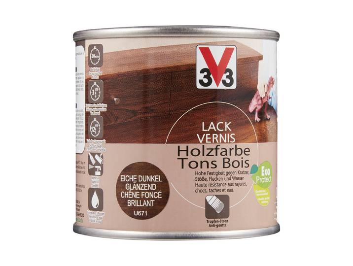 V33 lack Holzfarbe Eiche Mittel Glanz 250 ml