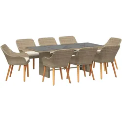 vidaXL 9-teiliges Gartenset in Beige aus Poly-Rattan