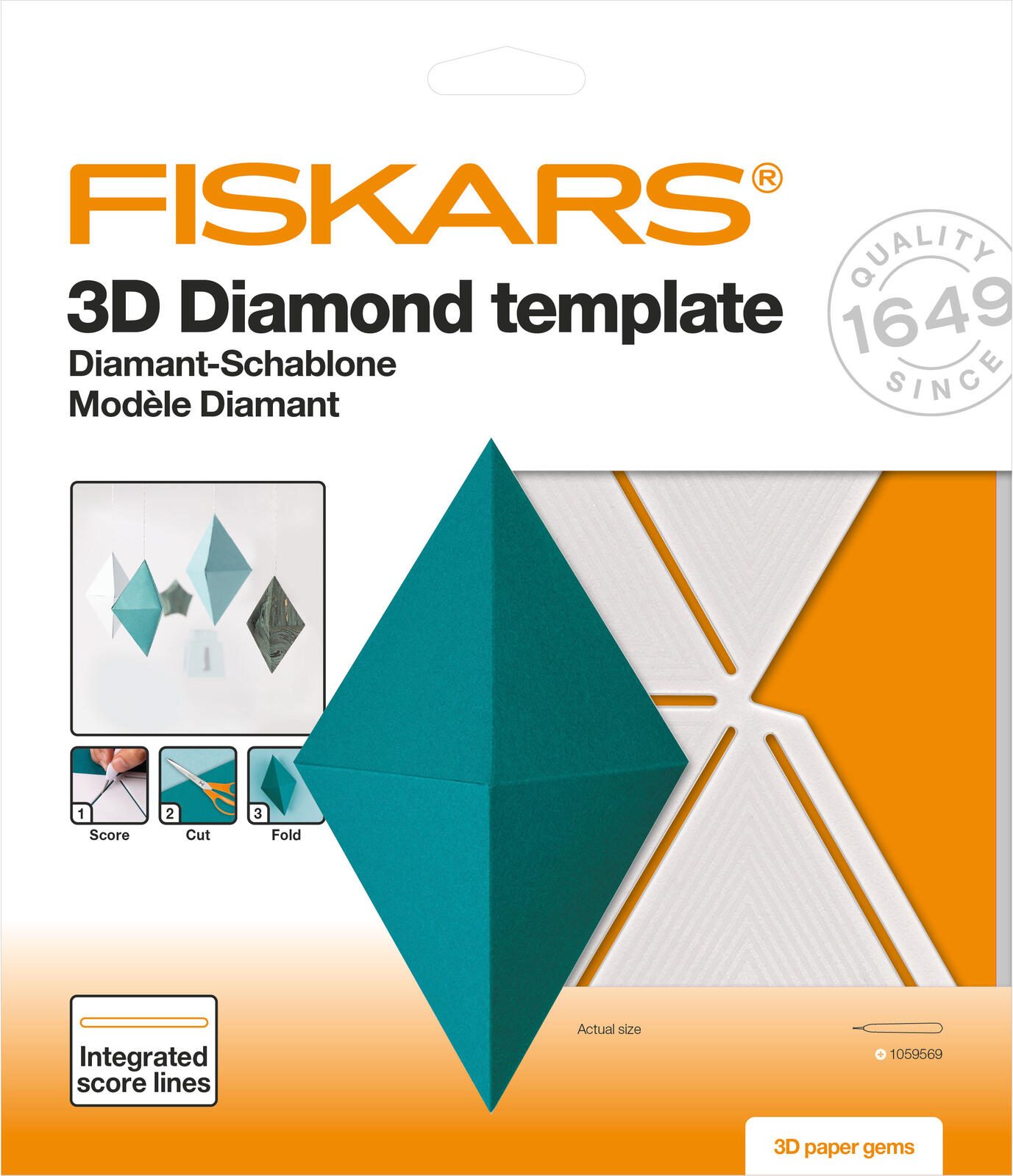 FISKARS® Stanzschablone 3D Diamant Vorlage, weiß 9-1059567