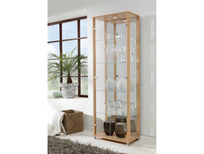 Vitrinenschrank Exhibit II 58 x 172 x 33cm Braun/Buche Dekor