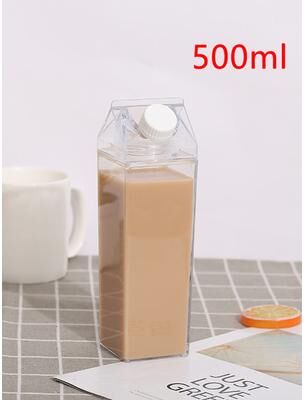 Inspire Daily Merch Portable Clear Box Milk Carton Water Bottle Transparent Plastic For Tea Juice Milk Bottles 500ml