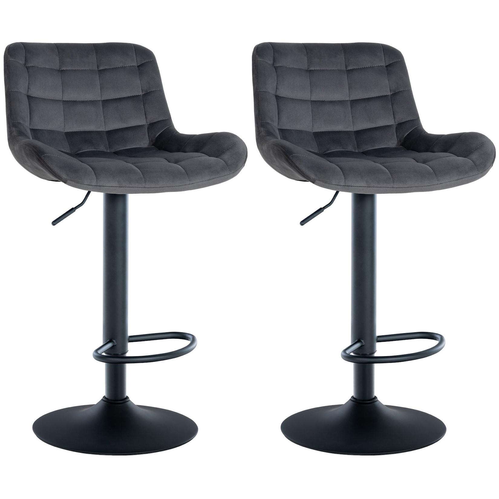 CLP 2er Set Barhocker Tover Samt Farbe: dunkelgrau, Material: Samt