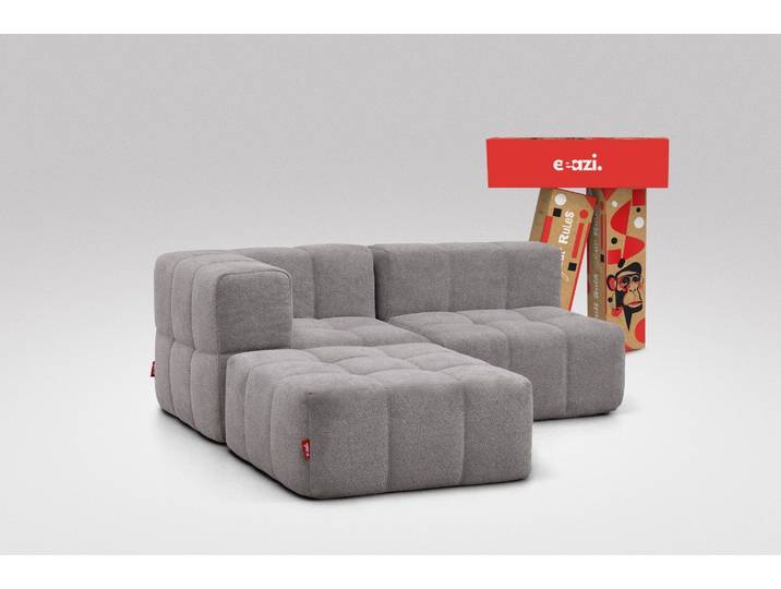 3-tlg. Modulsofa Grau – 1 Eckteil, 1 Mittelteil, 1 Hocker