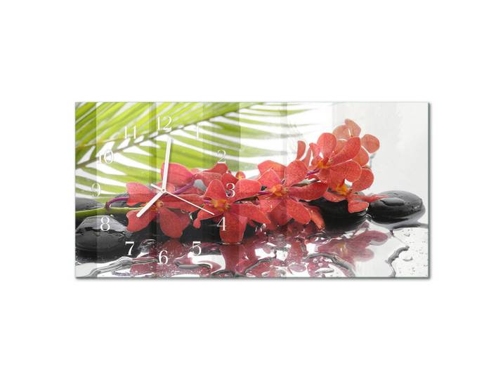 Tulup Wanduhr 60x30 cm - Horizont, Rot, Glas, Rechteckig, 60x30x0.4 cm, Dekoration, Uhren, Wanduhren