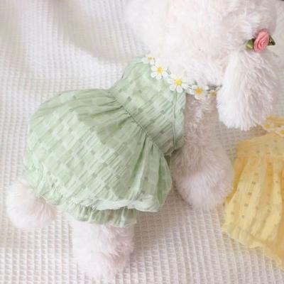 Uplifted Finds "Summer Floral ""Princess"" Pet Dress With Daisy Collar green 2xl"