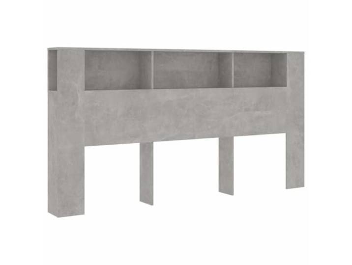 GHVBNMF Kopfteil mit 3 Ablagen Betongrau 200x18,5x104,5 cm Praktisches Wand-Regal im Schlafzimmer aus Holzwerkstoff mit 3 leicht zugänglichen Fächern für Bücher und Dekoration.