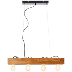 BRILLIANT Lampe, Calandra Pendelleuchte 4flg schwarz/holzfarbend, 4x A60, E27, 42W, Holz aus nachhaltiger Waldwirtschaft (FSC)