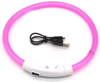 Quick Pick Pro USB Rechargeable LED Dog Collar For Night Safety Light Up Glowing Pet Collar s 40cm pink