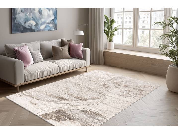 Kurzflorteppich Chalk 325 Silber 80 x 150cm Polyester