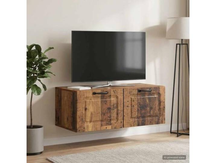 Wandmontierter TV-Schrank Altholz 78,5 x 41 x 30 cm Entertainment-Center Altholz, kompakt, Regale, Kabelmanagement, robust, wandmontiert, modern, platzsparend