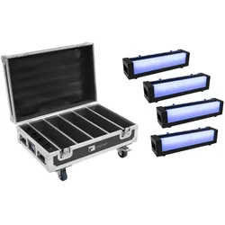 EUROLITE Set 4x AKKU Bar-6 Glow QCL + Case mit Ladefunktion