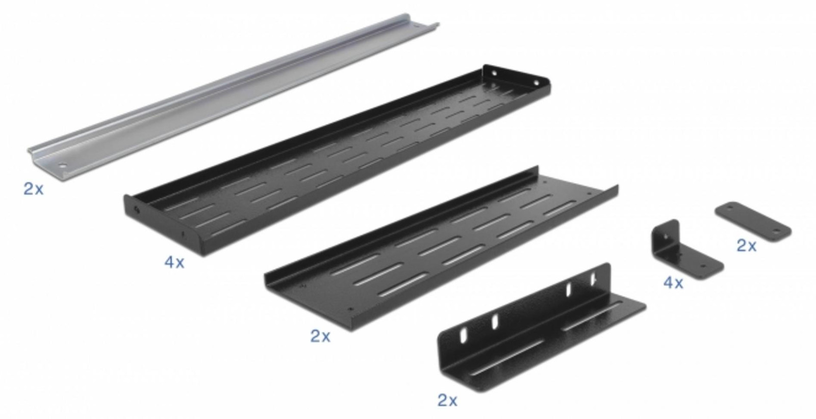 Delock 42632 19 inch Hutschienenhalterung 4 HE, zwart