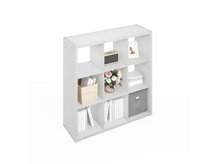Furinno Simple Würfel-Aufbewahrungsorganizer, 9-Würfel Display-Regal, offenes Rückseitenregal, Aufbewahrungsregale, extra Dickes Gestell, Weiß