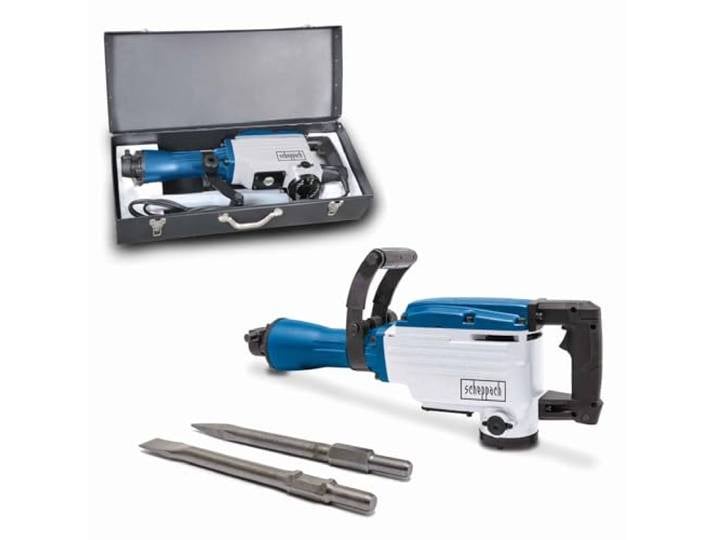 Scheppach Marteau de démolition AB1700 50 J 1700W Coffret Métallique inclus Marteau perforateur Marteau piqueur 2000 coups/min Burin pointu et burin plat 390mm