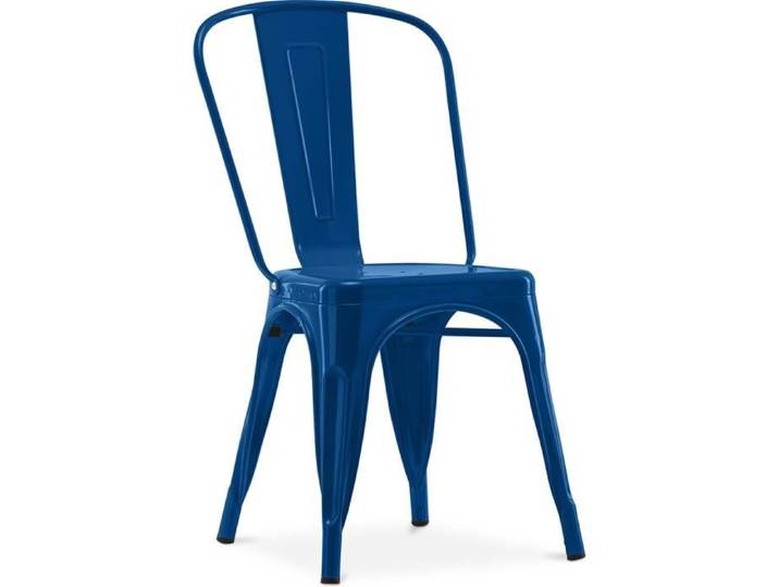 Chaise de salle à manger Bistrot Metalix design industriel en Métal - Nouvelle édition Bleu foncé