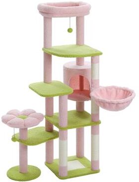 Inspired Finds Heavy Duty Large Cat Tree Tower With Jumbo Hammock & Scratching Posts pink